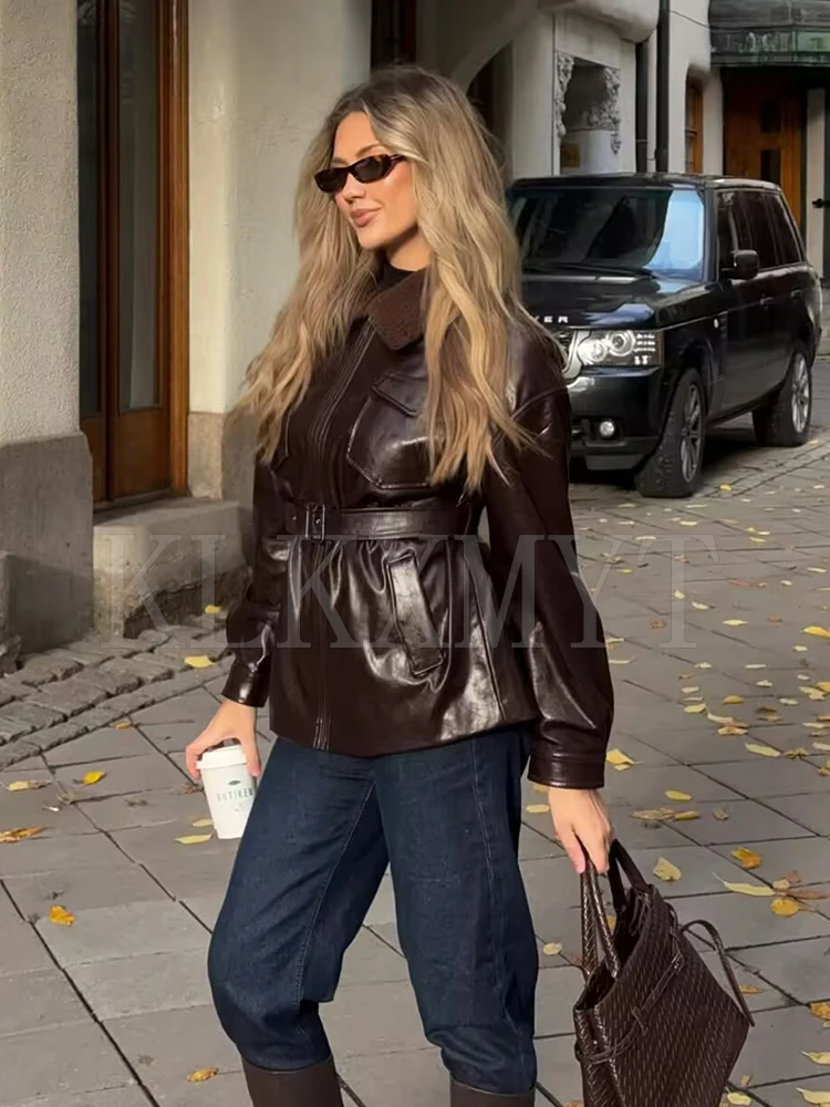 Women's Jacket Autumn Winter 2025 New Fashion Lapel Jackets For Women Long Sleeve Zipper Coat High Street Casual New Outerwear