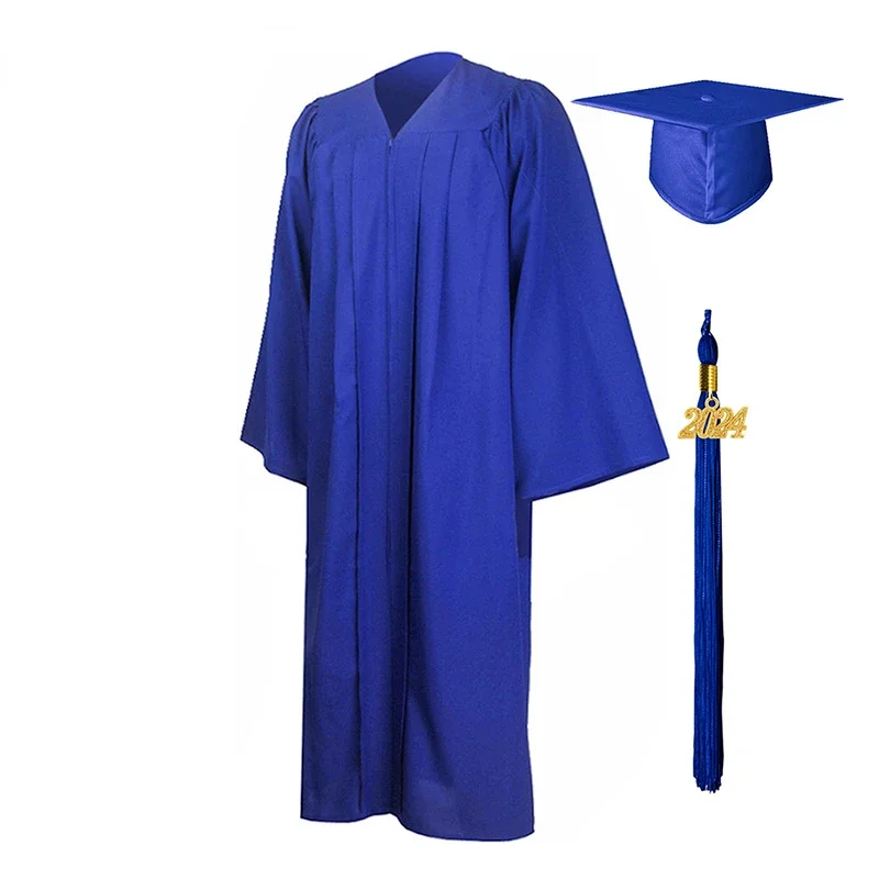 Man Women Graduation Gown Soft Matte Graduation Gown Hat Tassel Set Unisex Costume For High School And Bachelor graduation gown set
