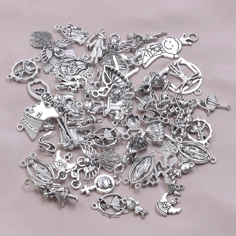 

10/20/30pcs Mixed Silver Color Angel Wings Charms Ballet Girl Charms Pendant For Jewelry DIY Making Accessories Material Bulk