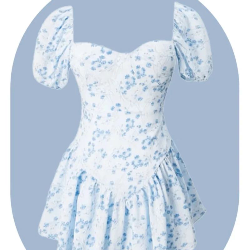Summer New Printed With Chest Pad Without Steel Support Pure Desire Wind Hot Spring Conservative One Piece Skirt Swimsuit