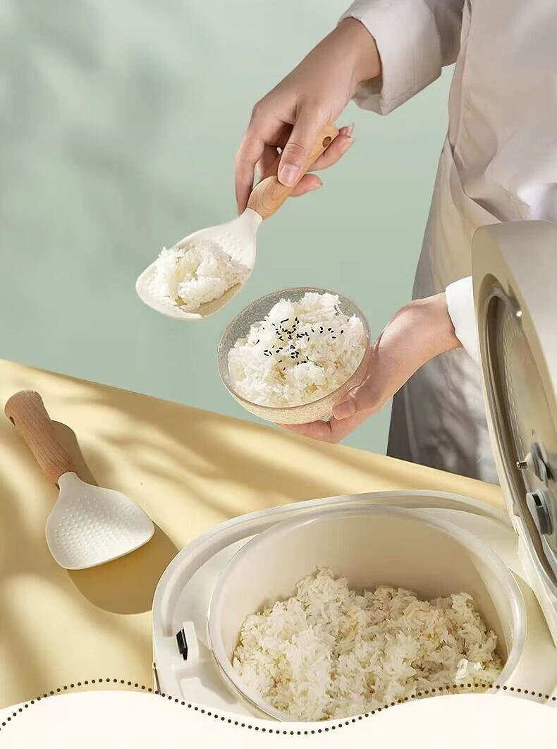 1Pcs Rice Spoon Wooden Handle Heat-resistant Silicone Non-stick Pan Cooking Tools Long Handle silicone cooking spoon,wooden cooking spoon,silicone kitchen utensils