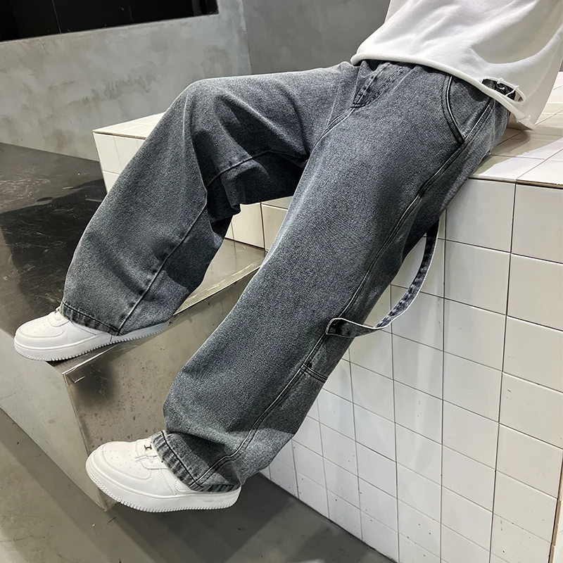 Spring Child Gray Vintage Jeans with Pocket for Boy Fashion High Street Denim Pants Teenage Kids Casual Straight Jeans Trousers - Image 5