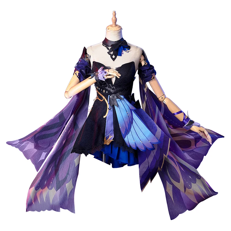 

Костюм Genshin Impact cos Keqing косплей новая кожа Фея фиолетовая бабочка платье Женский костюм на Хэллоуин B