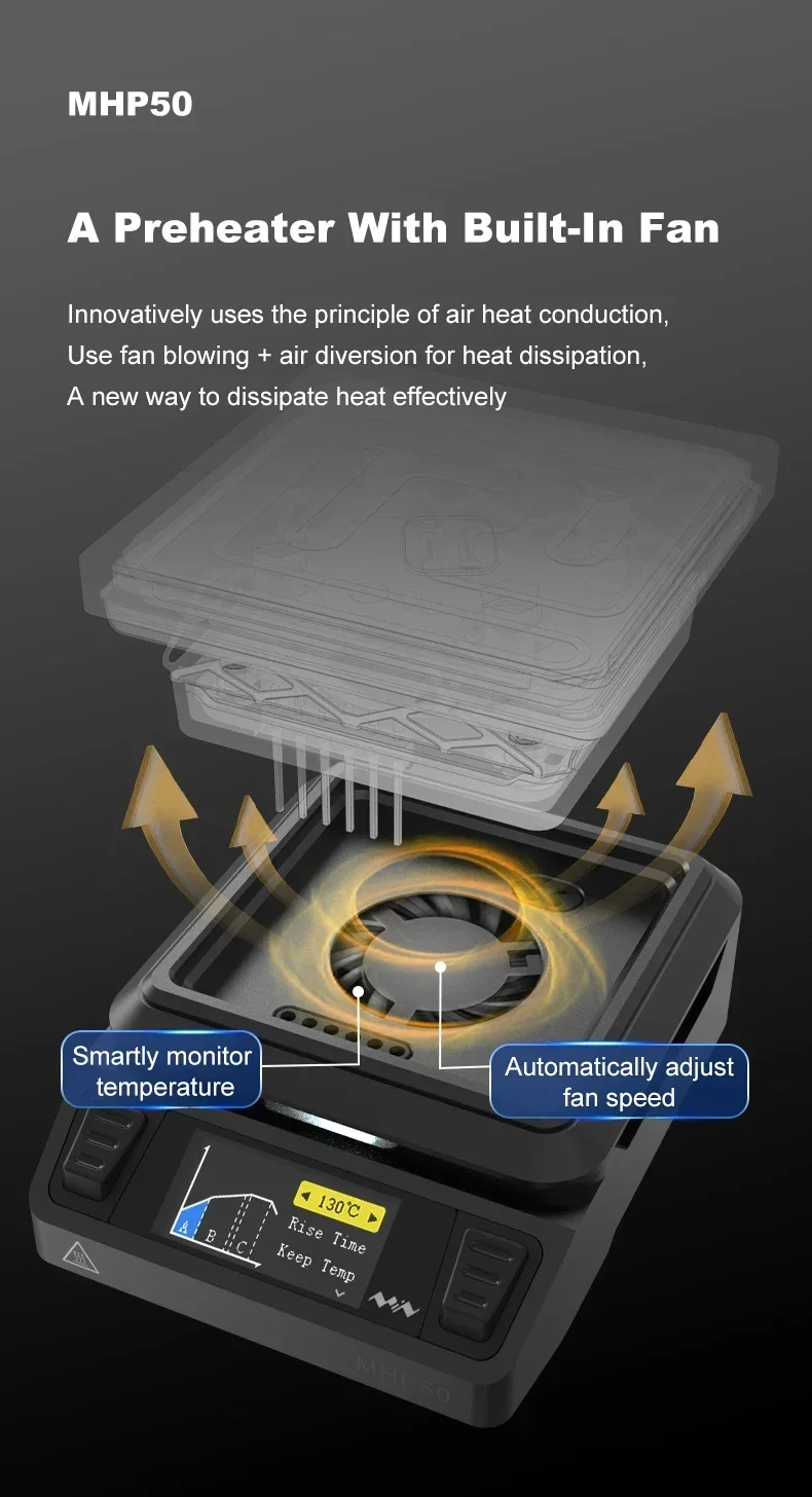 MINIWARE MHP50 Mini Hot Plate Preheater 50*50mm Heating Area Constant Temperature Heating Table 350℃ 5