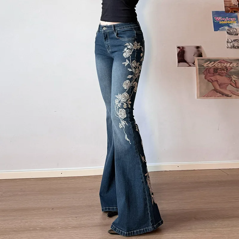 パンツ 2000's flower embroidery flare jeans y2k 2000's flower embroidery flare jeans y2k - メルカリ