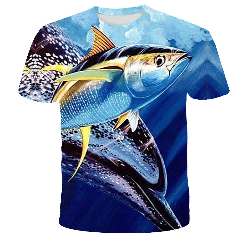 Marine Fish Print Short Sleeve T Shirt