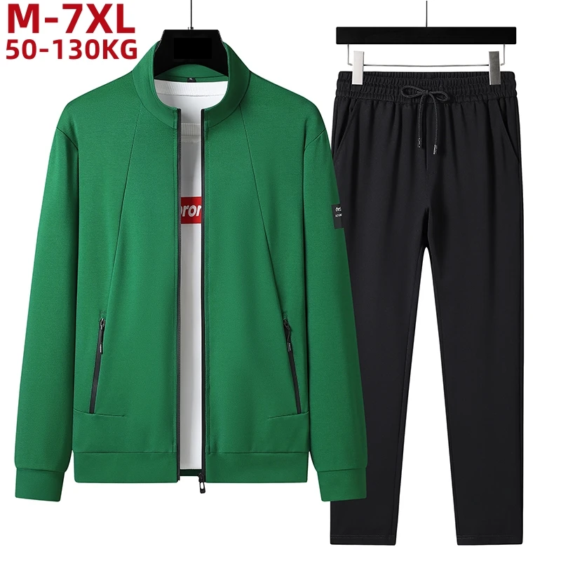 

Plus Size 7xl 6xl Men Tracksuits Long Sleeve Spring Hoodie Suit Casual Menswear Jacket And Pants 2 Pieces Set Autumn Sportswear