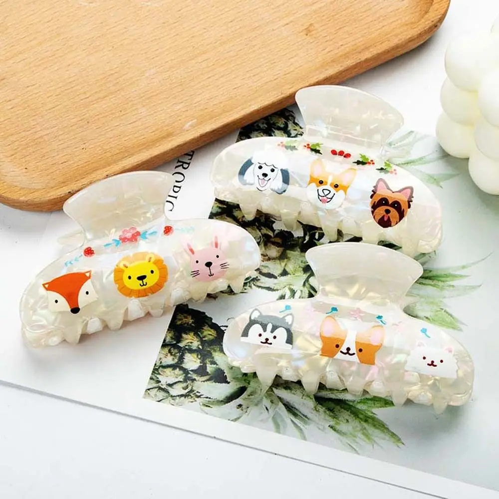 

Korean Cartoon Acrylic Dog Hair Claw Rabbit Corgi Chaigou Husky Lion Shark Clip Mid Size Animal Hair Clips Headwear