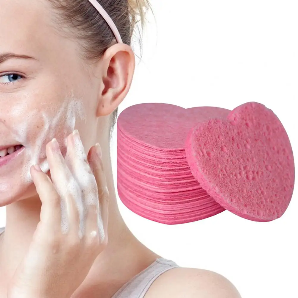 

50Pcs Useful Eco-friendly Compression Face Puffs Strong Adsorption Force Cleanse Pore Wood Pulp Cotton Face Wash Puffs