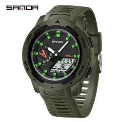 SANDA Stylish Multifunctional Waterproof Men's Digital Watch with Calendar and Luminous Display (Military Green)
