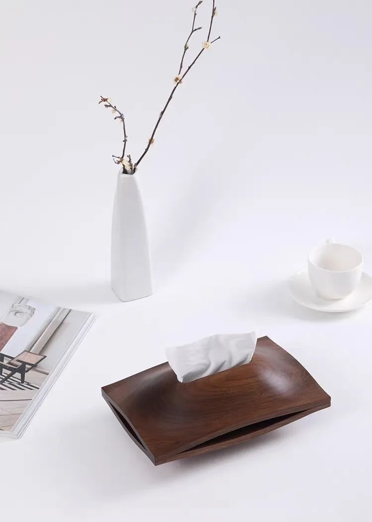 Walnut Wood Tissue Box Bedroom Brief Tissue Case Storage Wooden Portable Napkin Boxes Organiser Modern Kitchen Accessories
