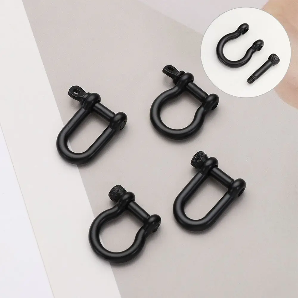 

4 Styles Shackle Fob Screw Joint Connector D Bow Staples Solid Carabiner Keychain Hook Key Ring