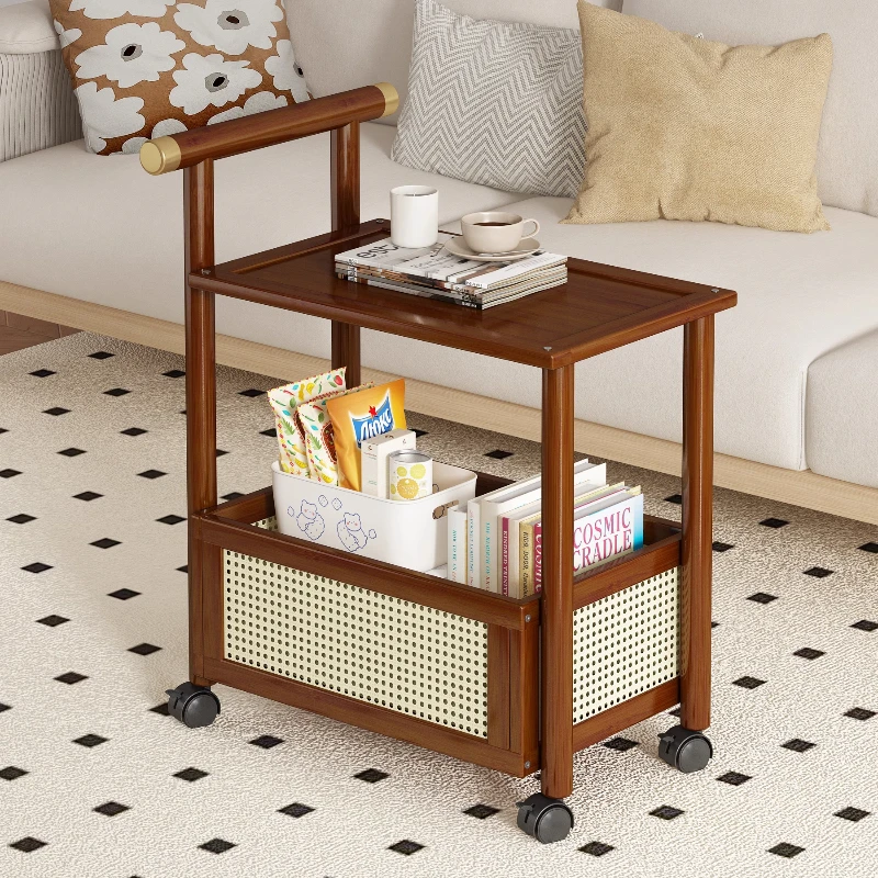 Small Household Living Room Coffee Table, Small Table, Mobile Side Bedside Cabinet, Simple Multifunctional Sofa Trolley