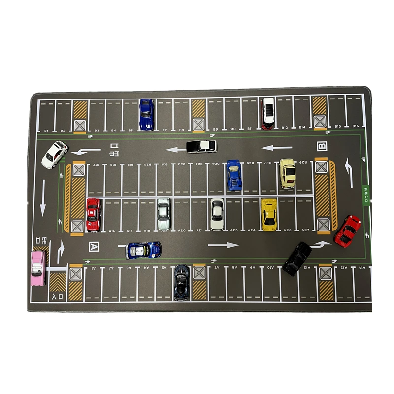 Mini-Parkplatz Matte 1:64 – Realistische Szene Für Diecast-Autos, Aus Gummi & Stoff, 40x60 Cm