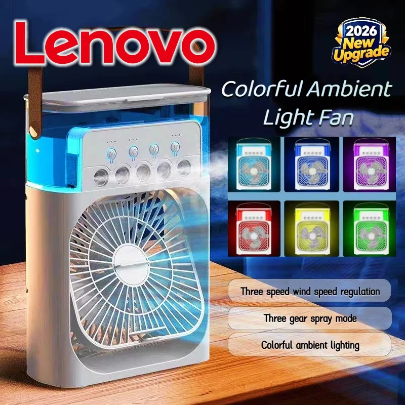 Lenovo Portable Air Conditioner Fan Mini USB Air Cooler Humidifier Water Mist Spray LED Night Light Desktop Cooling Fan 1