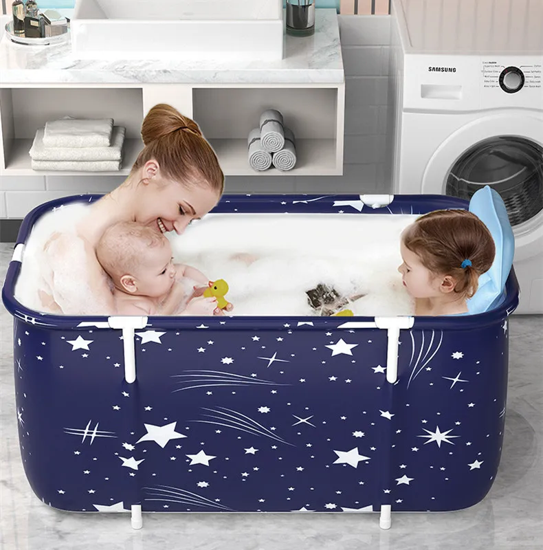 140CMCreativeRectangularFoldableFullBodyBathTubforAdultsBath