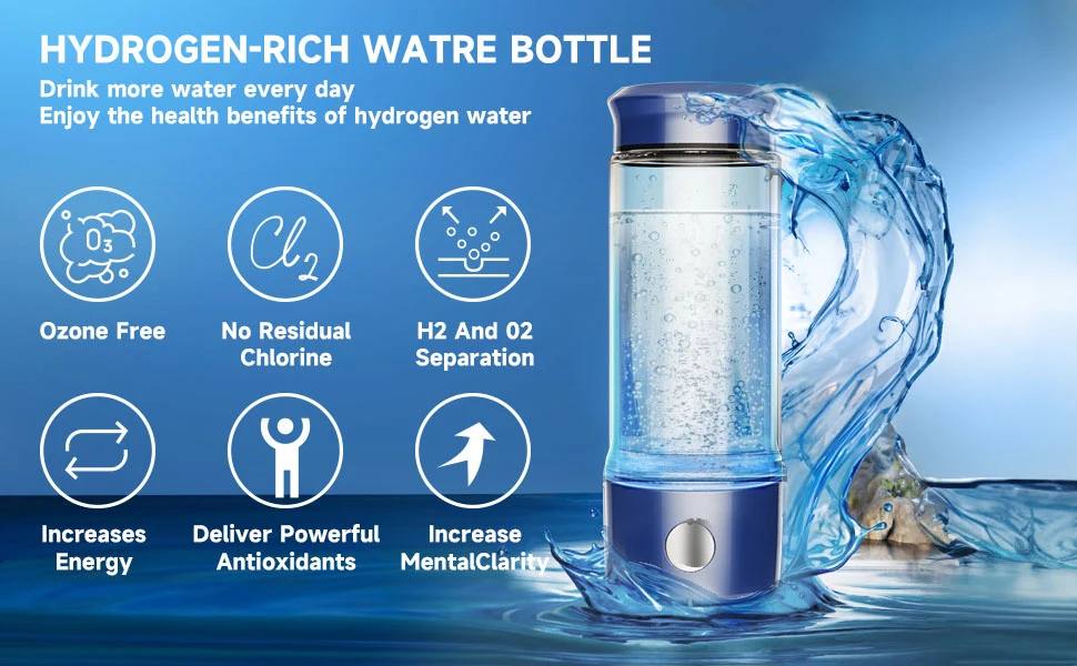 Description Picture 2 of item2300ppb Hydrogen Bottle Hydrogen Water Generator Bottle SPE Hydrogen Rich Water Bottle Quick Electrolysis Hydrogen Bottles Water