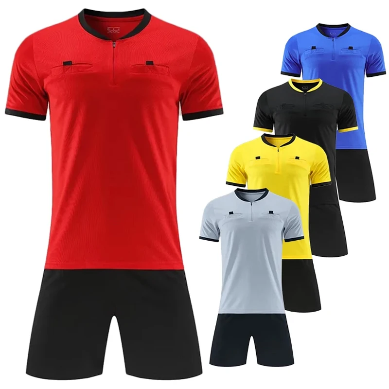 Custom Adult Kids Soccer Jersey Set Football Referee Uniform Men Training Soccer Jersey Professional Men Soccer Referee