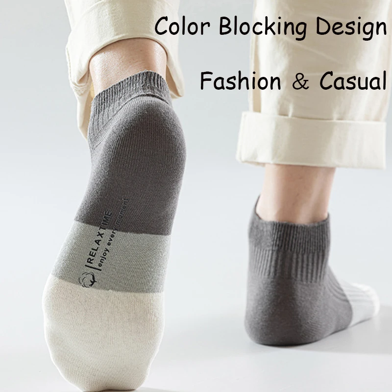 Sports Socks Cotton Ankle Socks Plain Color Boat Socks 5 Pairs Men Women Low Cut Breathable Comfortable Soft Thin Casual Non-Slip