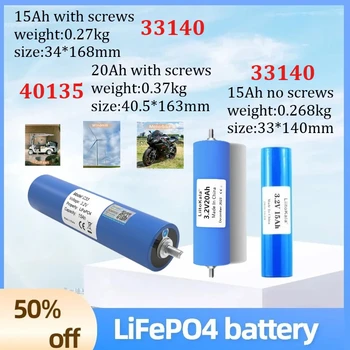 Batteria LiFePO4 33140 40135 3.2V 15Ah 20Ah, Cella al Fosfato per Batterie Moto e Auto 4S 12V 24V