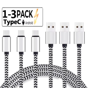 Cavo USB tipo C 2.4A Caricabatteria a ricarica rapida Cavo dati in nylon intrecciato Caricatore per telefono cellulare per Huawei Samsung USB C