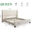 Queen Size Upholstered Bed Frame with 50.8" Tall Headboard, Wingback Platform Beds with Solid Wood Legs, Bed Frames 2