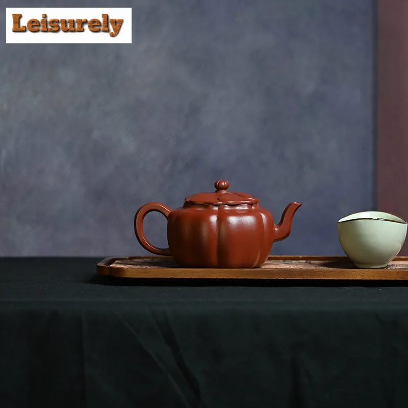 200ml Antique Yixing Purple Clay Teapots Handmade Rib Lotus Seed Pot Raw Ore Zhu Mud Kettle Zisha Tea Set Decoration Craft Gift