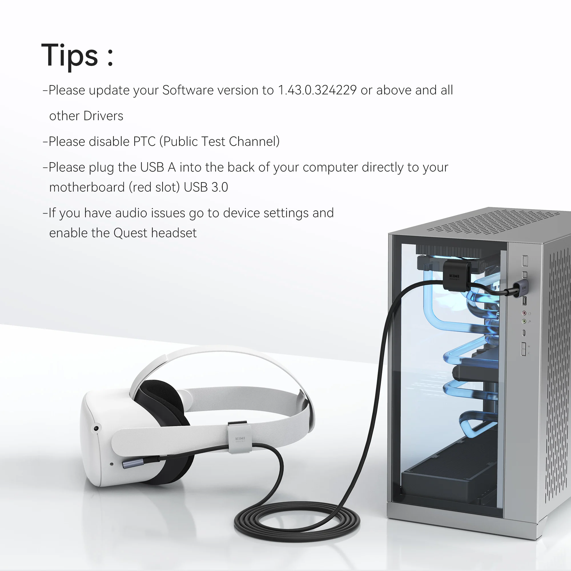 キウイデザイン USB3.0 - タイプ C リンクケーブル Quest 3
