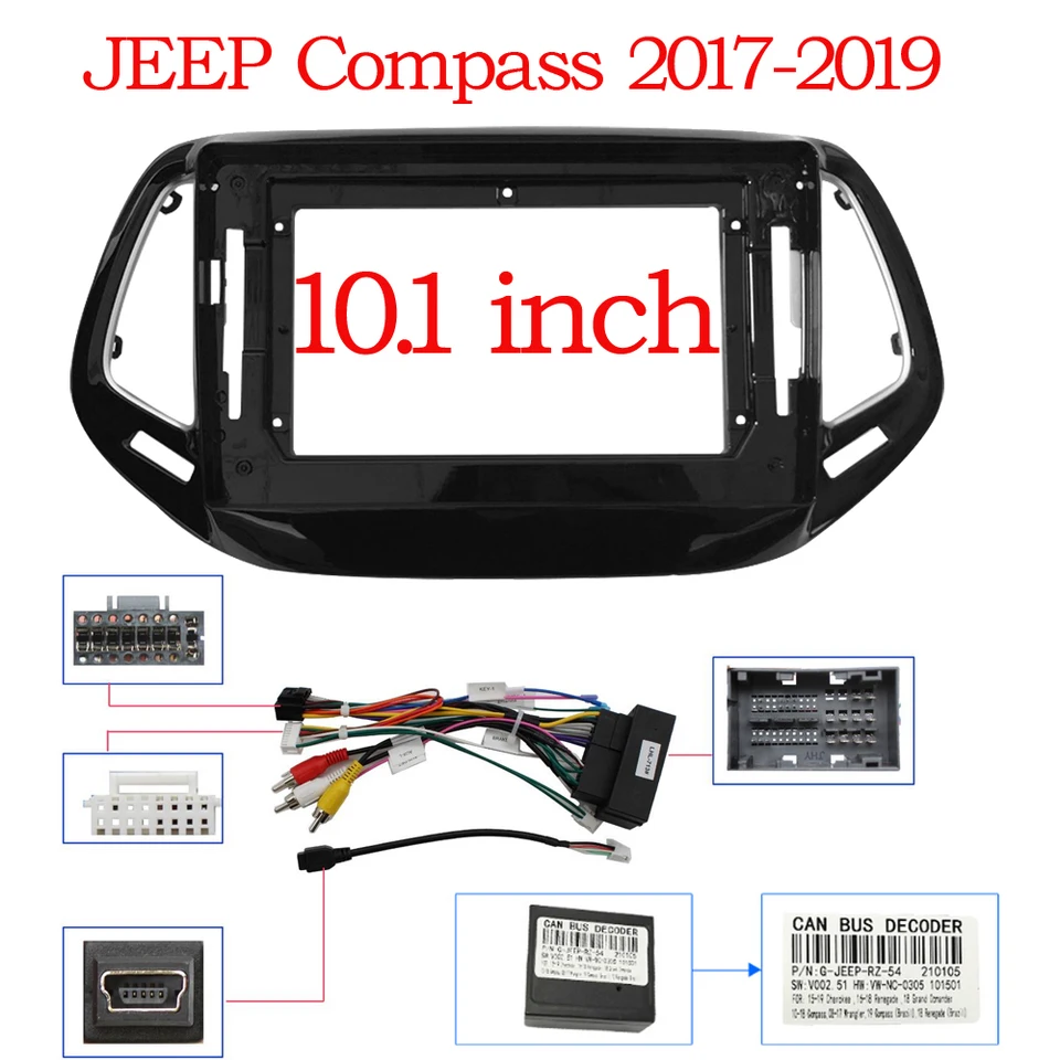 /\/\ｉｉ For Jeep Compass 2 MP 2017-2020 Car Radio Fascias Frame 10