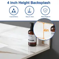 37 Inch Marble Bathroom Vanity Top with Undermount Sink & 4 Backsplash - Pre-Drilled Single Hole Faucet Space 2
