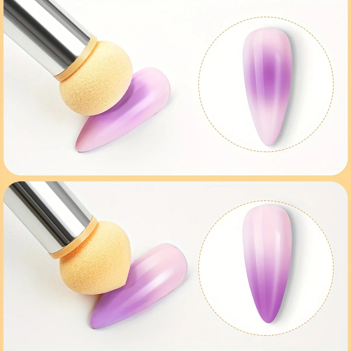 SILPECWEE UV-Gel-Nagelverlaufsschwämme Set – 1 Pinsel + 16 Austauschbare Schwammköpfe, Für Ombré & French-Maniküre