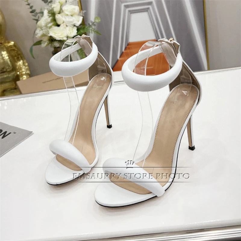 Women Sandals Stiletto Heel Back Zip Real Leather