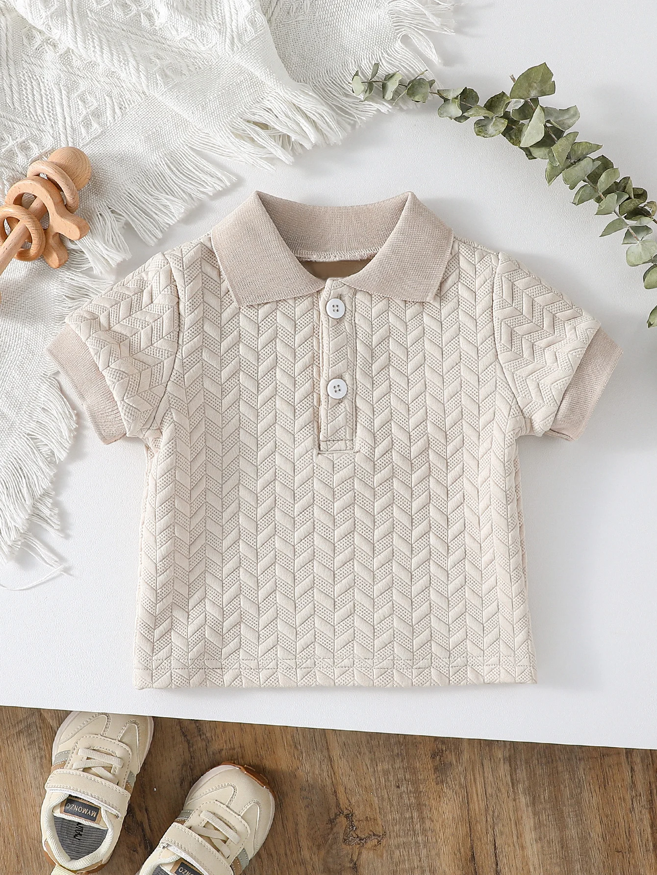 One Piece Baby Boys Summer Solid Plaid Short Sleeve Casual Daily T-Shirt For 1-3Y Clothing