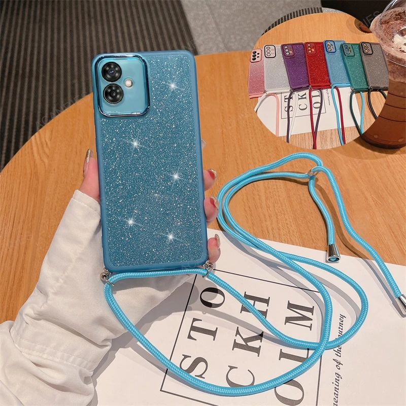 Glitter Crossbody Lanyard Silicone Phone Case