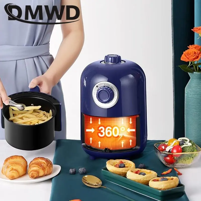 1L Capacity Oil Free Deep Fryer French Fries Chicken Frying Machine Time and Temperature Adjustable Smokeless Mini Bake Oven 5