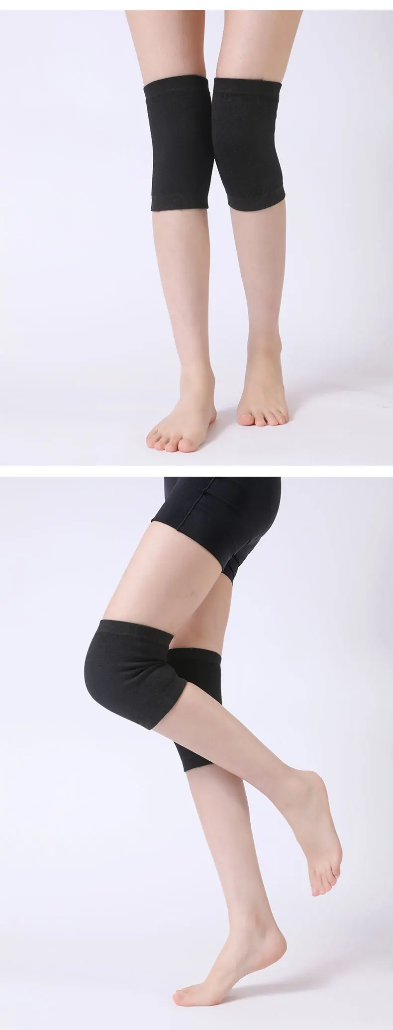 Wolle Dicke Knie Hülse Fleece Linned Solide Winter Coldproof Warme Knie Gestrickte Hohe Kniescheibe Knie Protektoren Bein Wärmer Winter – Detail 7