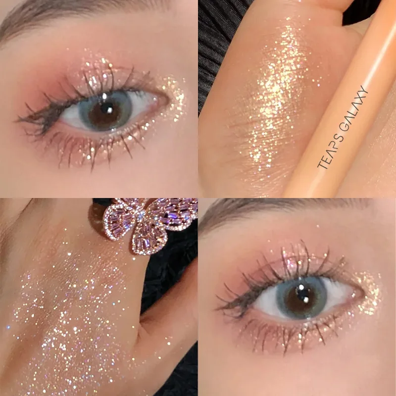 Diamond Glitter Eyeshadow Liner Pencil Face Makeup Highlighter Long lasting Matte Pink Silkworm Champagne Gold Eyeliner Pen 5