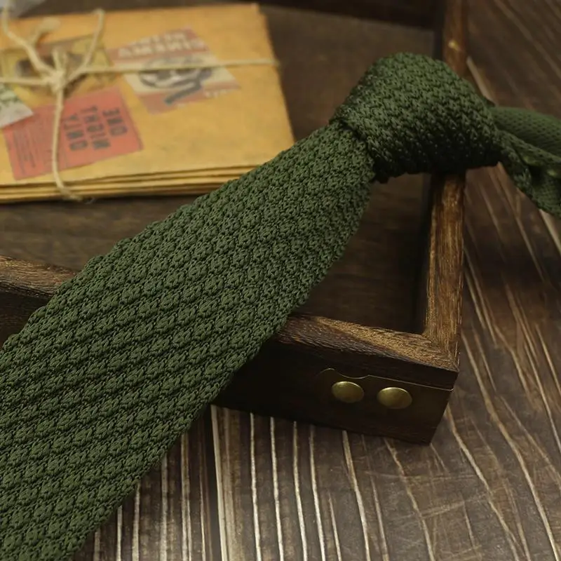 Gradient Knitted Tie - Mens Solid Color Slim Necktie