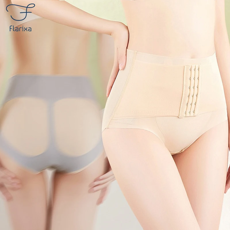 

Flarixa 3 in 1 Waist Trainer High Waist Seamless Women's Panties Boxer Flat Belly Slimming Underwear Body Shaping Safety Shorts