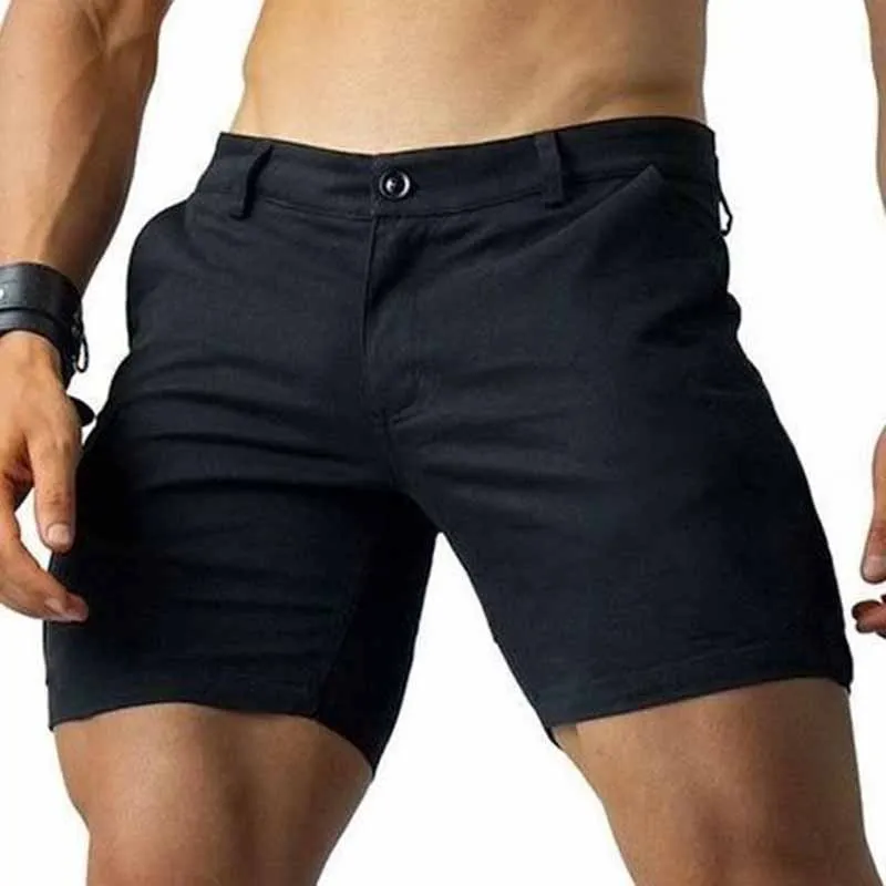 Slim-Fitting Workwear Shorts Men's Tight Sexy Men Back Invisible Zipper Gay Open Crotch Pants Outdoor Sex Convenient Short Pants 1