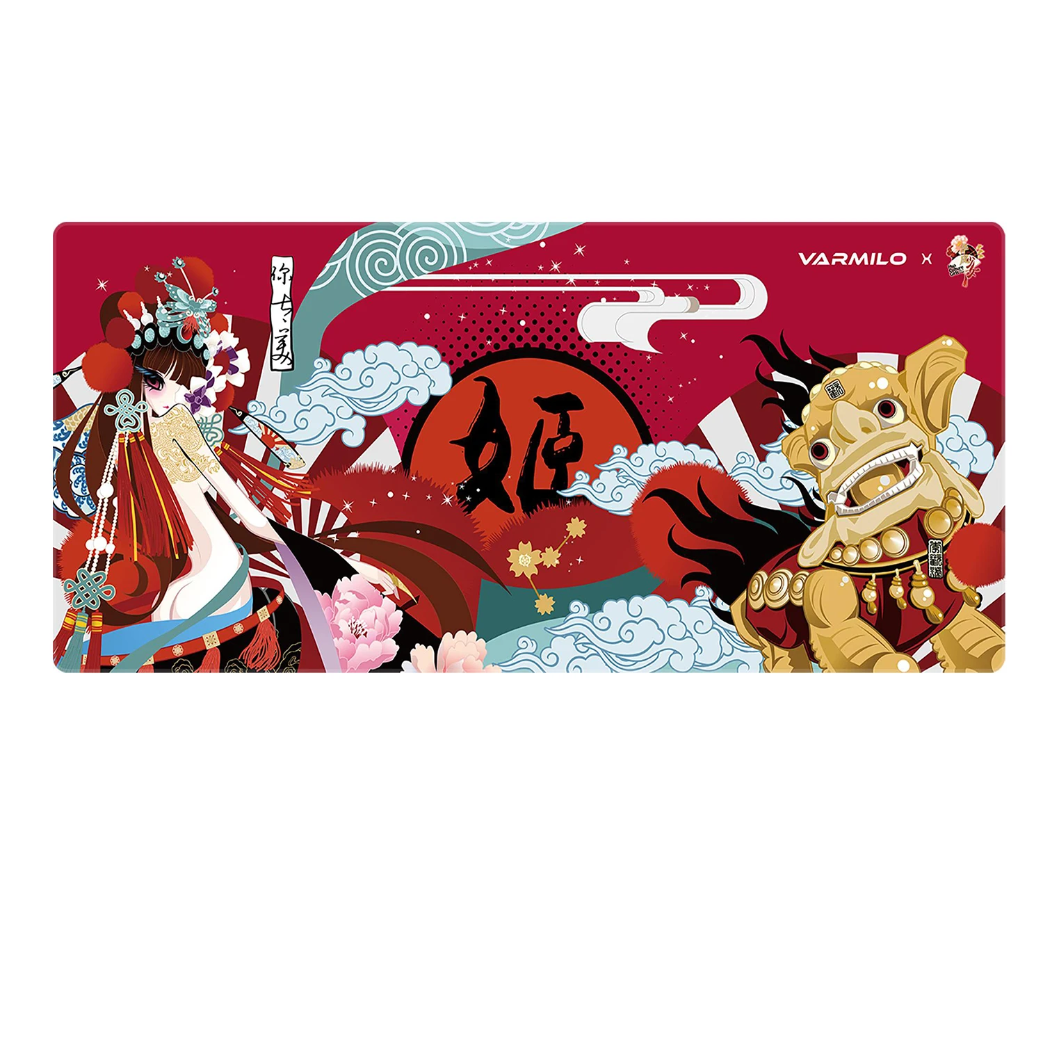 Almofada de Rato Original Varmilo Mulan Koi Lovebird Pequim Opera 35.4x15.7 Mat Mat Tapete de Ratos Mause Teclado Tablet Tamanho xl Costura Computador Gamer - Imagem 6
