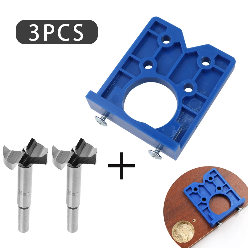 

35mm Hinge Hole Drilling Guide Locator Hinge Drilling Jig Drill Bits Woodworking Door Desk Hole Opener Cabinet Accessories Tool