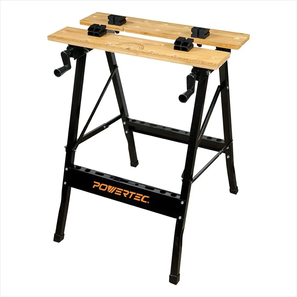 Portable Folding Workbench with Vise, Ruler, Protractor, and Bench Dogs for Woodworking
