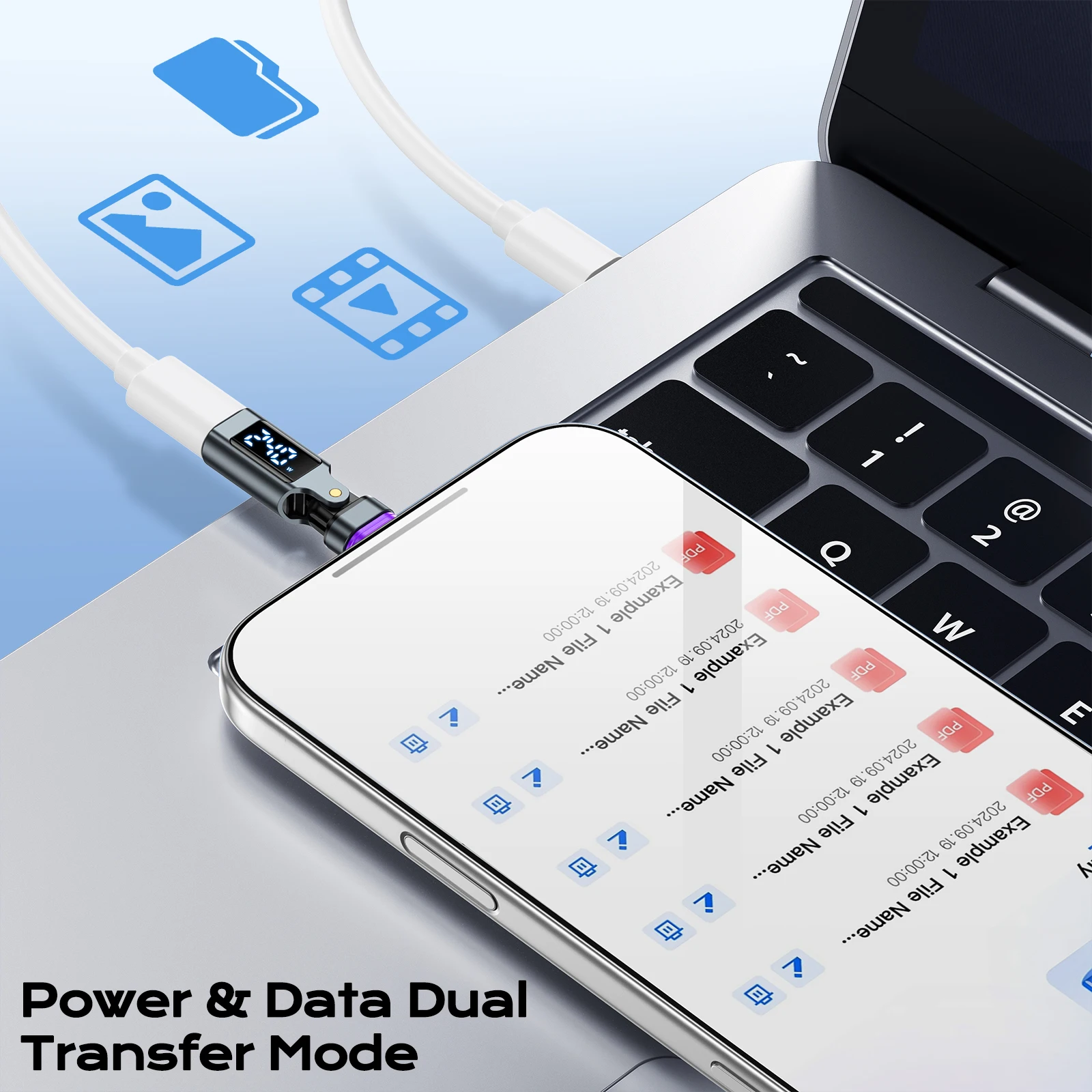AUFU 16핀 디지털 디스플레이 마그네틱 USB C-타입 C 어댑터 PD 240W 고속 충전 USB-C 암 OTG 컨버터 (아이폰, 삼성용)