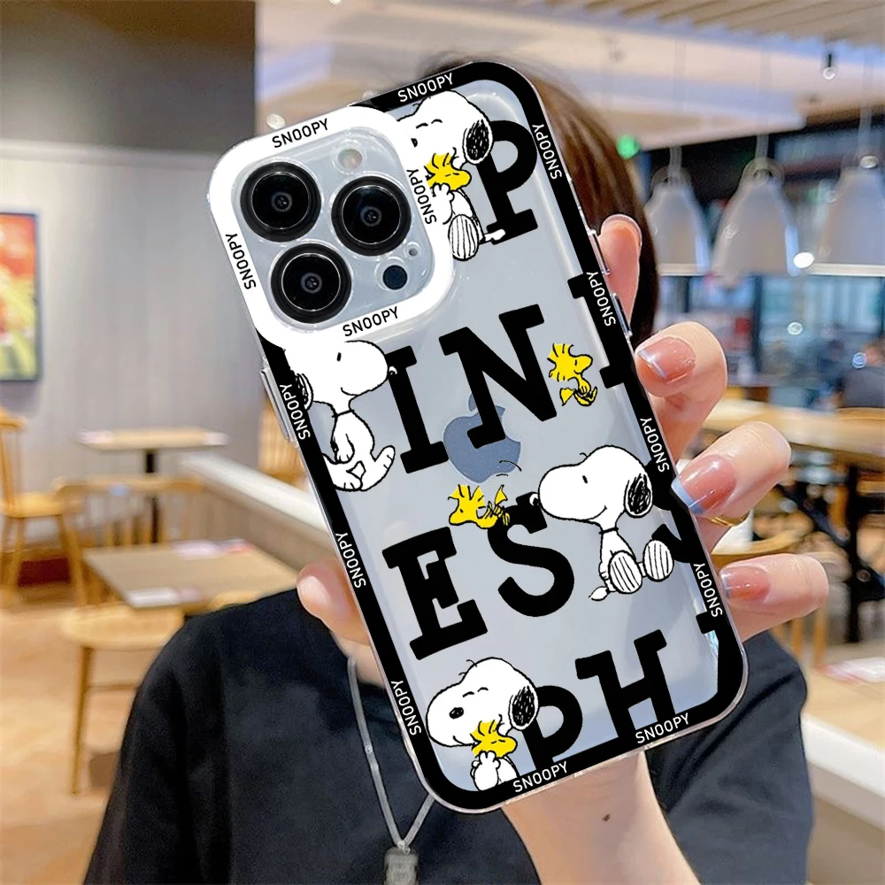 thumbnail image 1 of Funda de teléfono con dibujos animados para iPhone 15, 14, 13, 12, 11 Mini Pro Max X XR XSMax 6S 6 7 8 Plus SE20 s-noopys, funda transparente, 1 of 5