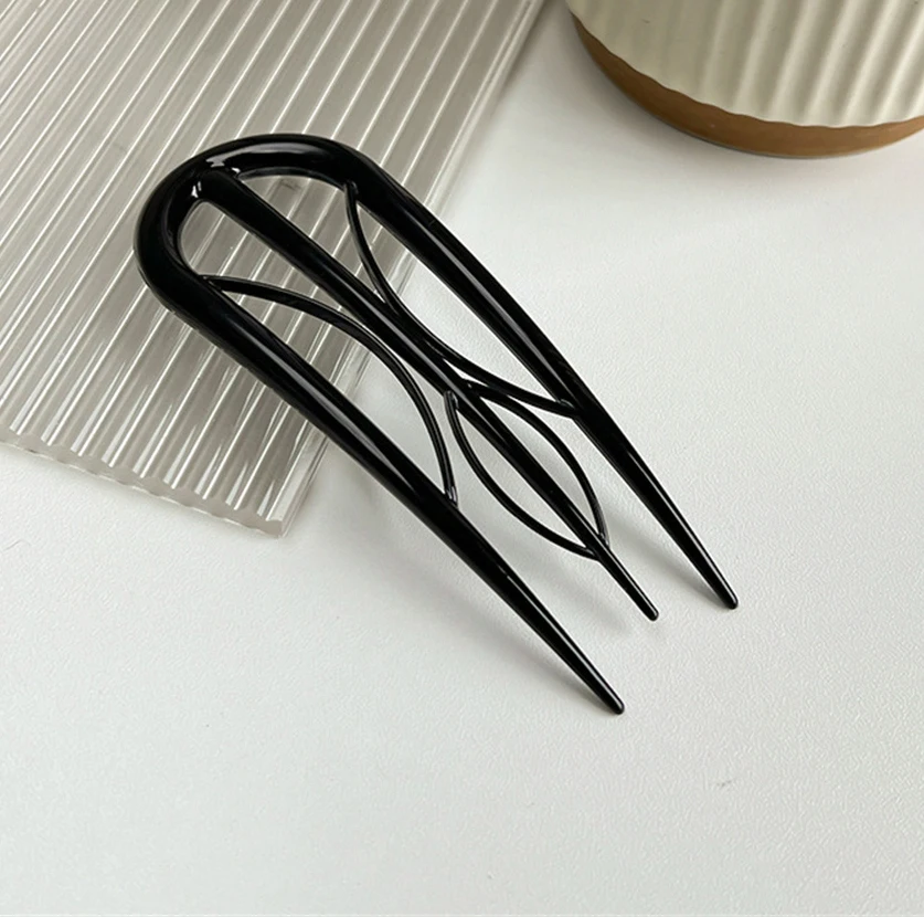 Geometric Resin Hair Fork Hairstyle Tools Waterproof Lazy Hairpin Hair Accessories Hanfu Accessories Leaf U-shaped Hair Stick