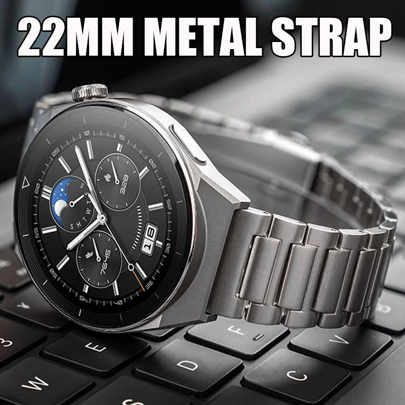Premium 22mm Stainless Steel Watch Strap - Elegant Metal Bracelet Replacement Band