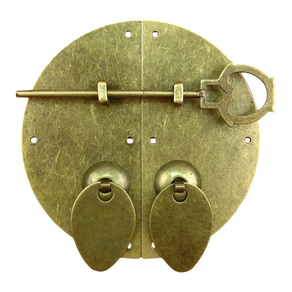 Knock Pull Latch Handle Chinese Style Door Furniture Hardware With Bolts Vintage Wooden Box Lock Jewelry Box Furniture Lock