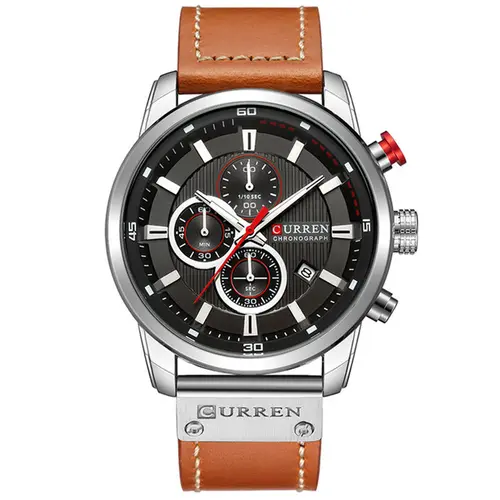 CURREN 8291 Mens Quartz Chronograph Watch Casual Leather Military Sport Fashion Gentleman Wristwatch - Image 8