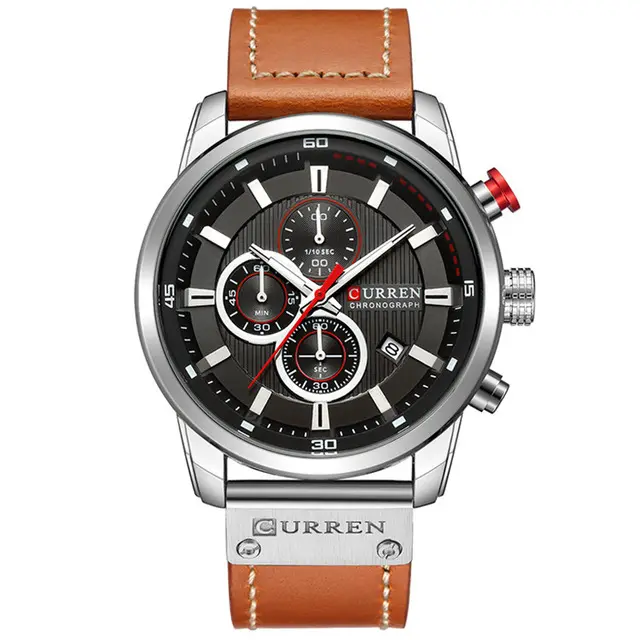 CURREN 8291 Mens Quartz Chronograph Watch Casual Leather Military Sport Fashion Gentleman Wristwatch - Image 8